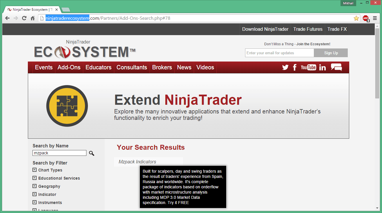 MZpack принят в NinjaTrader Ecosystem