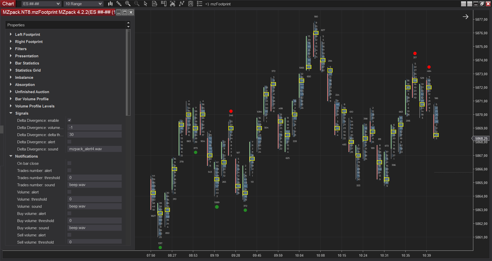 mzFootprint Indicator for NinjaTrader 8 – MZpack for NinjaTrader