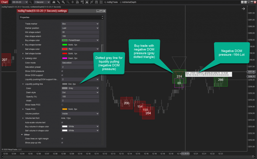 MZpack Liquidity Pulling In mzBigTrade Orderflow Indicator. Filters